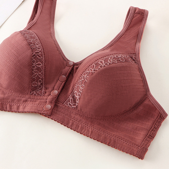 Bežični grudnjak u stilu veste, s čipkom od pamuka, prednje kopčanje, 3/4 košarica