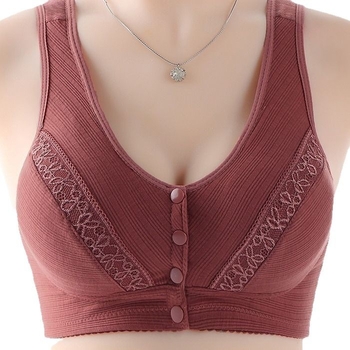 Bežični grudnjak u stilu veste, s čipkom od pamuka, prednje kopčanje, 3/4 košarica