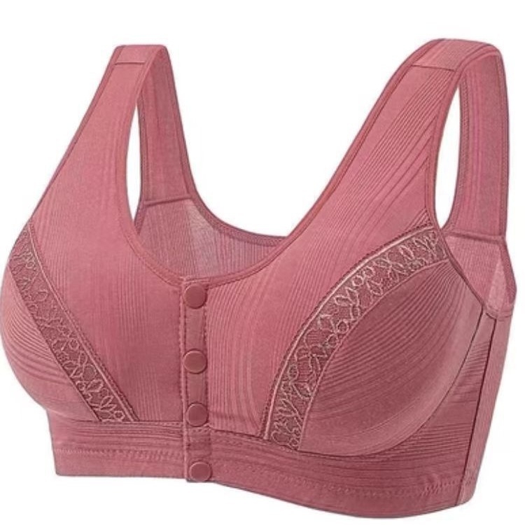 Bežični grudnjak u stilu veste, s čipkom od pamuka, prednje kopčanje, 3/4 košarica