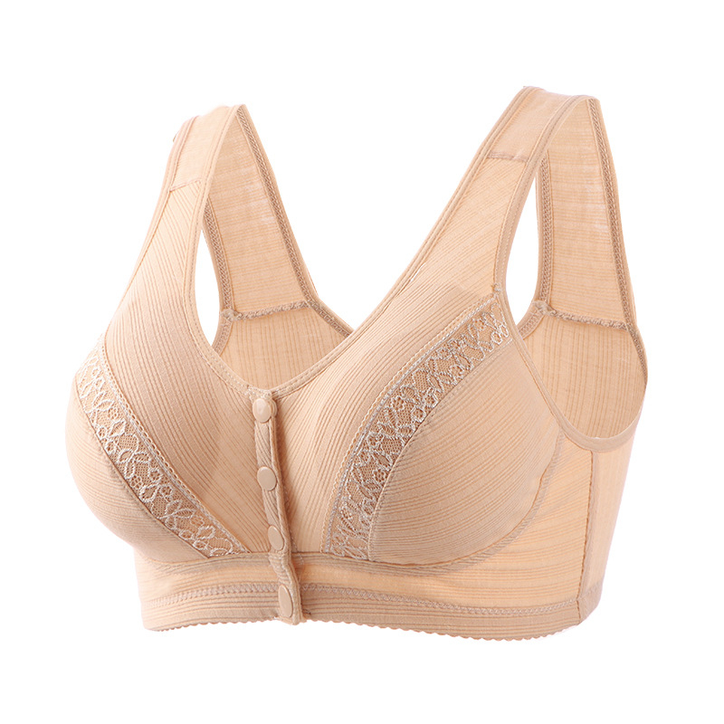 Bežični grudnjak u stilu veste, s čipkom od pamuka, prednje kopčanje, 3/4 košarica