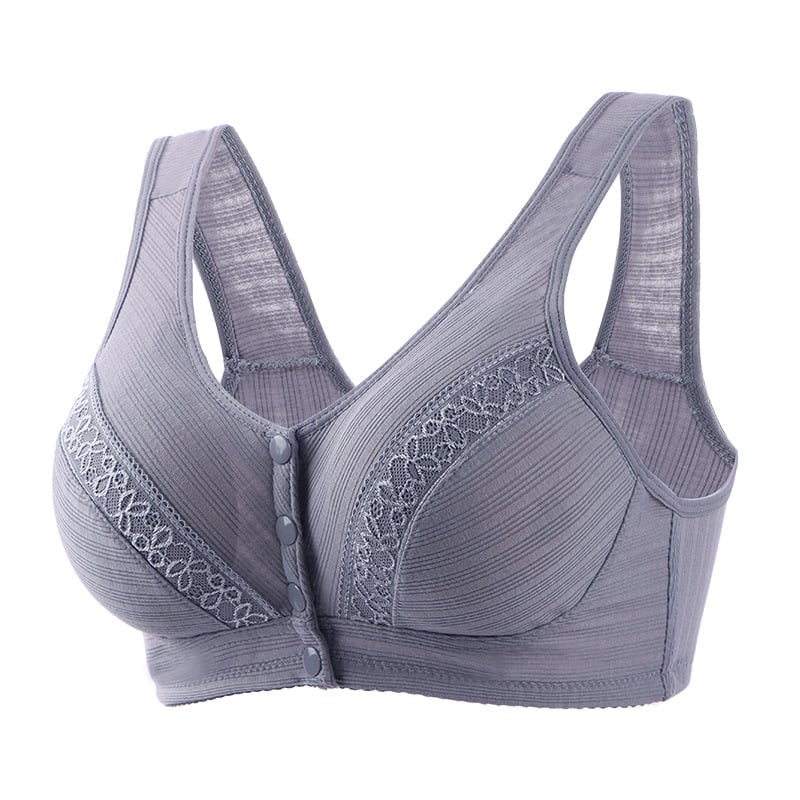 Bežični grudnjak u stilu veste, s čipkom od pamuka, prednje kopčanje, 3/4 košarica