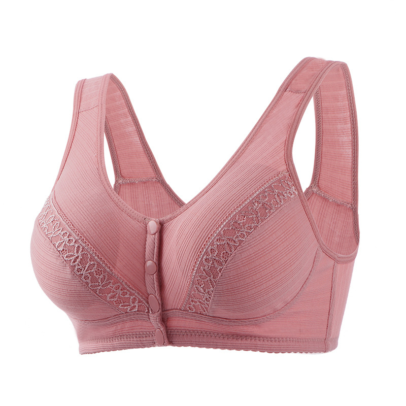 Bežični grudnjak u stilu veste, s čipkom od pamuka, prednje kopčanje, 3/4 košarica