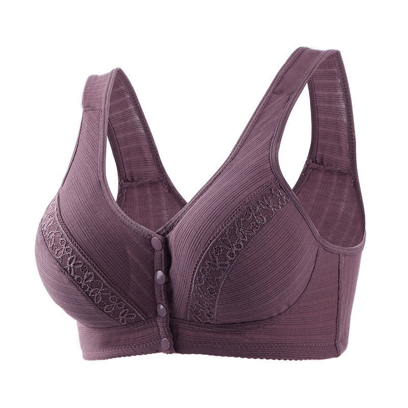 Bežični grudnjak u stilu veste, s čipkom od pamuka, prednje kopčanje, 3/4 košarica