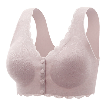 Grudnjak s prednjim zatvaračem, Ice Silk, bezšiven, čipka, za žene s velikim veličinama, gornja potpora, Push-Up, protiv opuštanja