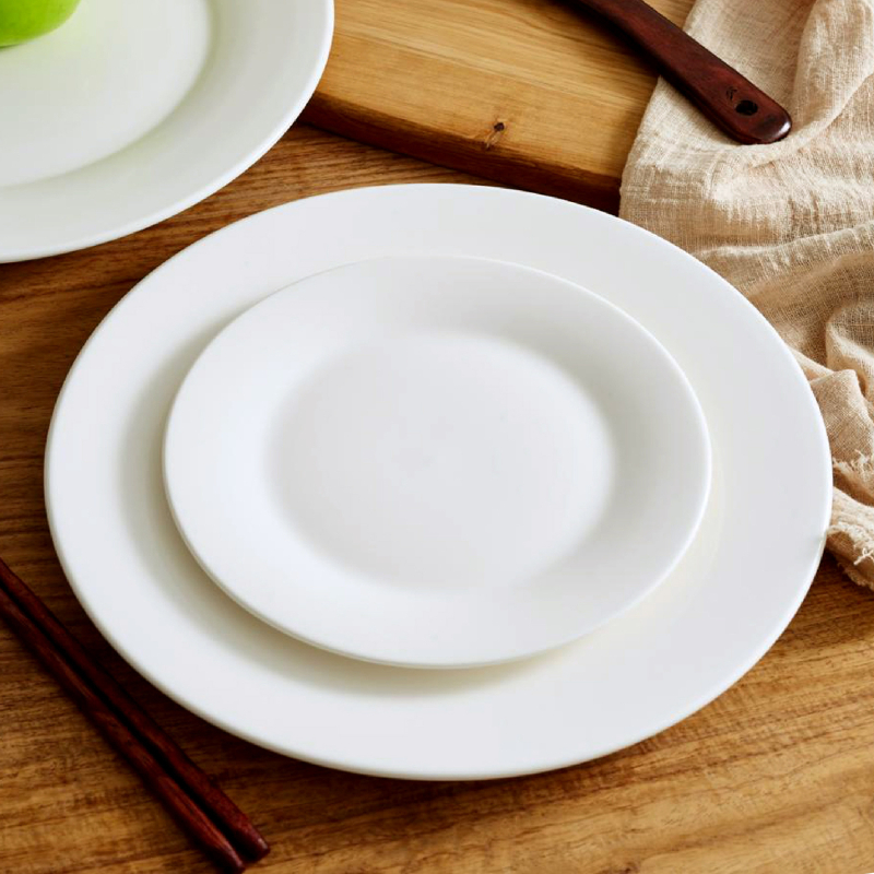 Bijeli porcelanski tanjur, okrugli tanjur za hotele i restorane, ravni tanjur