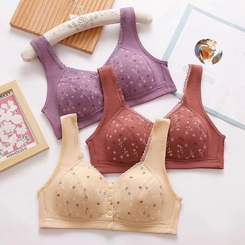 Sutien cu închidere frontală, Cupă 3/4, Cupă turnată subțire, Țesătură din bumbac