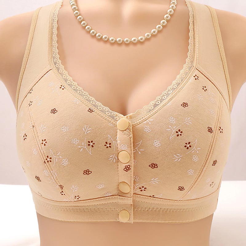 Sutien cu închidere frontală, Cupă 3/4, Cupă turnată subțire, Țesătură din bumbac