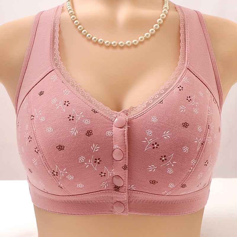 Sutien cu închidere frontală, Cupă 3/4, Cupă turnată subțire, Țesătură din bumbac