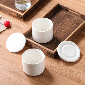 Keraamiline suppikarikas lameda kaanega hotellidele ja restoranidele, kaasaegne minimalistlik stiil, kohandamine saadaval