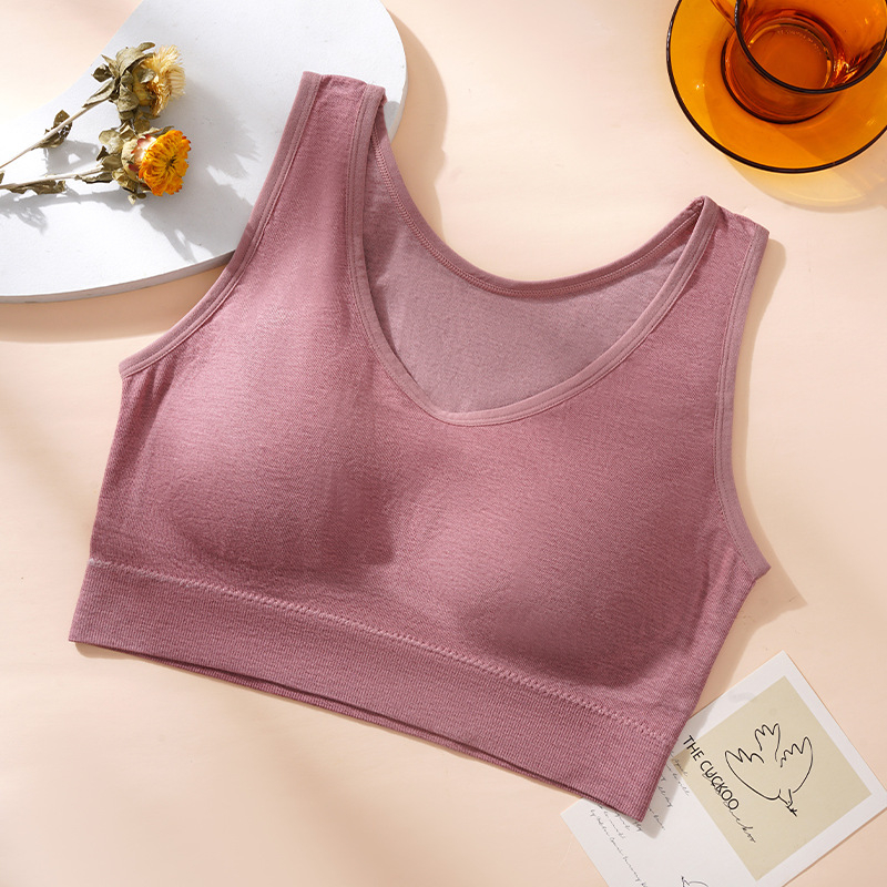 Sutien sport din bumbac, fără cusături, pentru femei, cu susținere la spate, cupe triunghiulare subțiri, bretele fixe duble