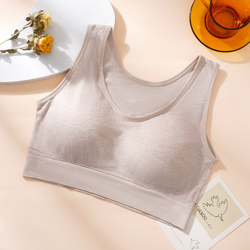 Sutien sport din bumbac, fără cusături, pentru femei, cu susținere la spate, cupe triunghiulare subțiri, bretele fixe duble