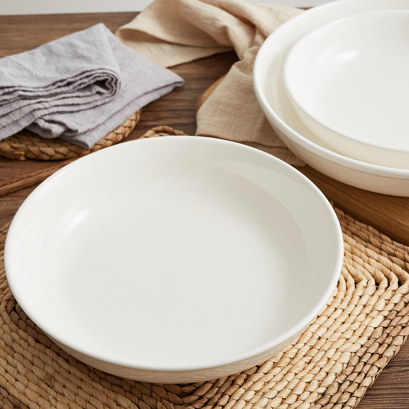 Bijeli keramički tanjuri za hotele i restorane, tanjuri za prženje i rižu, kućno magnezijsko porcelansko posuđe