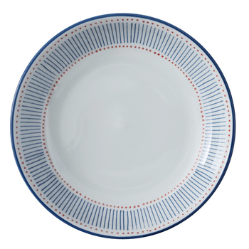 Porcelanski keramički tanjur s podglazurnom bojom, prugasti uzorak, japanski stil, kvadratni oblik