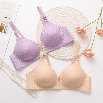 Бюстгальтер без жици, дишащ найлон, 3/4 чашка с тънки оформени чаши, презрамки двойни фиксирани, задно закопчаване с три реда куки, комфортно поддържане