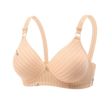 Бюстгальтер без жици, дишащ найлон, 3/4 чашка с тънки оформени чаши, презрамки двойни фиксирани, задно закопчаване с три реда куки, комфортно поддържане