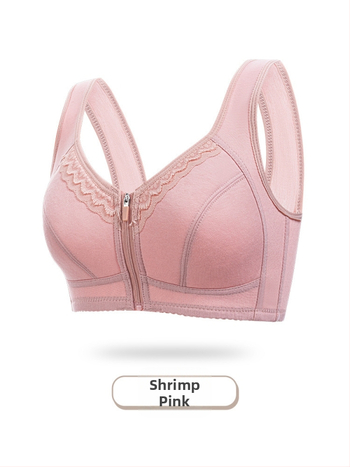 Sutien fără arc, cu închidere frontală, stil vestă, cupă din bumbac, cupă completă