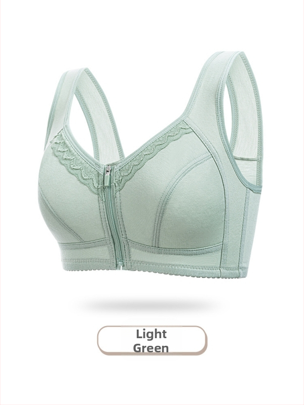 Sutien fără arc, cu închidere frontală, stil vestă, cupă din bumbac, cupă completă