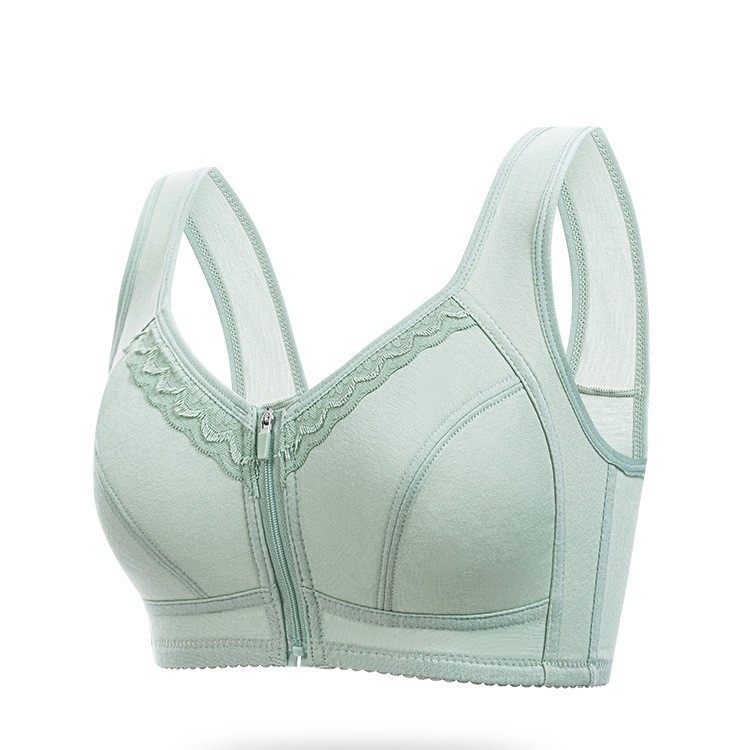 Sutien fără arc, cu închidere frontală, stil vestă, cupă din bumbac, cupă completă