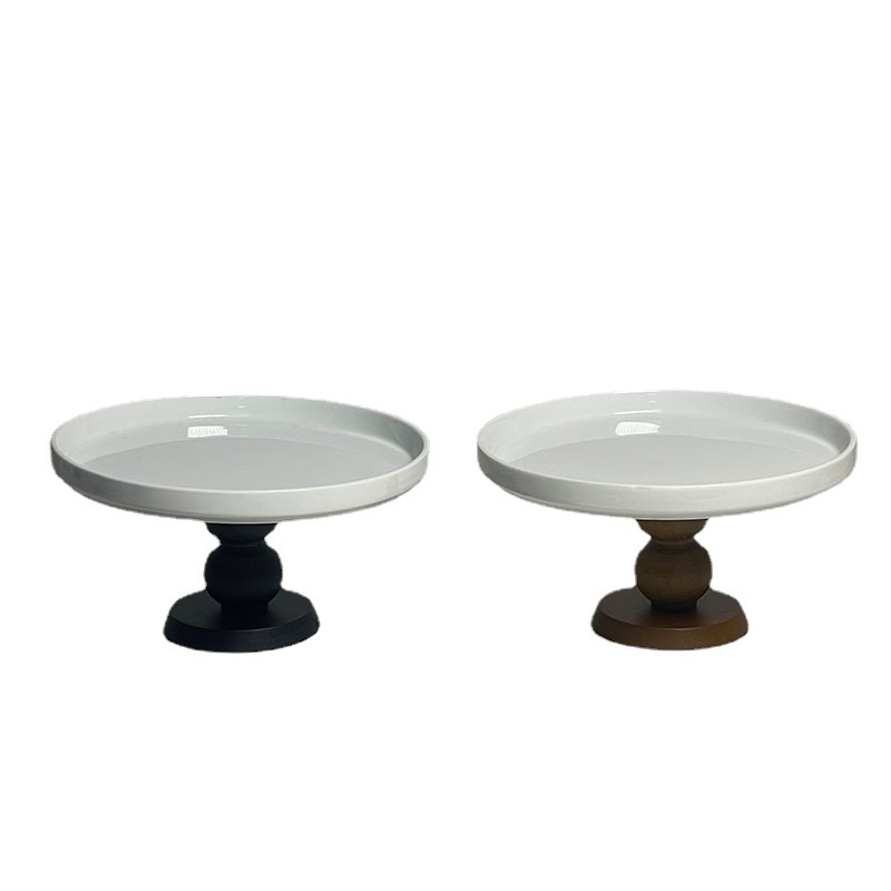 Keramički okrugli tanjur za voće i užinu, Light Luxury Retro stil (Materijal: keramika; Oblik: okrugli; Stil: Light Luxury Retro; Prilagodba: dostupna; Mikrovalna pećnica: pogodna)