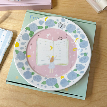 Farfurie ceramică cu model desen animat, stil proaspăt, formă rotundă, compatibilă cu microunde