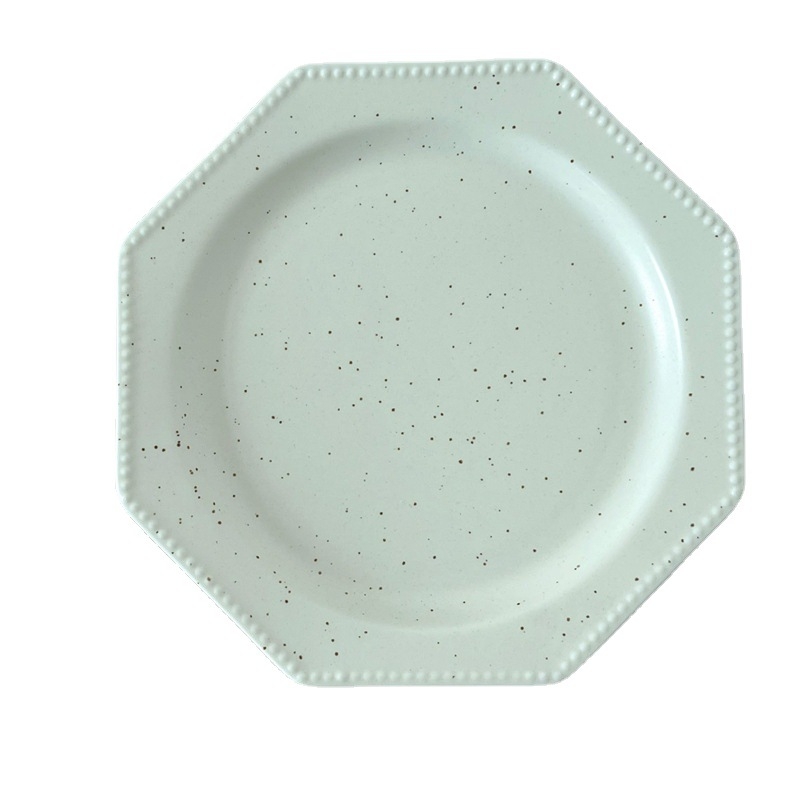 Farfurie octagonală din porțelan pentru desert, rezistentă la microunde, stil coreean