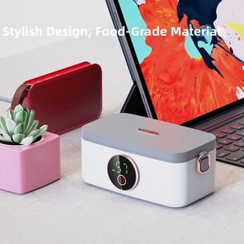 Cutie de prânz electrică fără fir cu încărcare USB, 7,4V 45W, capacitate până la 1 L, corp din plastic, folie interioară din oțel inoxidabil 304