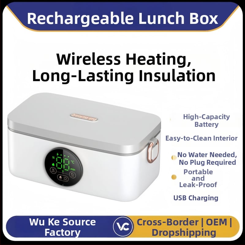 Cutie de prânz electrică fără fir cu încărcare USB, 7,4V 45W, capacitate până la 1 L, corp din plastic, folie interioară din oțel inoxidabil 304