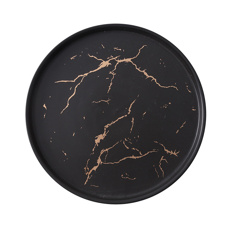 Porcelanska okrugla tanjura, stil Light Luxury Retro, završetak ispod glazure, prilagodljivo