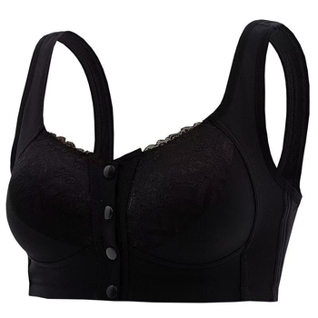 Безжичен сутиен с предно закопчаване, дантелен гръб, 3/4 чашка, тънко оформени чашки, памучна вложка, Nylon основен плат със Spandex подплата, дишащ и комфортен, презрамки фиксирани двойни
