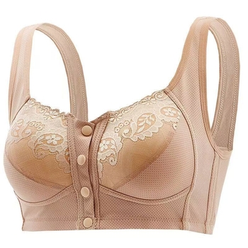 Безжичен сутиен с предно закопчаване, дантелен гръб, 3/4 чашка, тънко оформени чашки, памучна вложка, Nylon основен плат със Spandex подплата, дишащ и комфортен, презрамки фиксирани двойни
