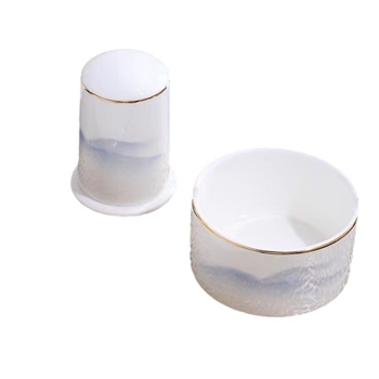 Szállodai étkezőkészlet csontporcelánból, négy darab, overglaze színnel, egyszínű mintázat, logó testreszabás elérhető