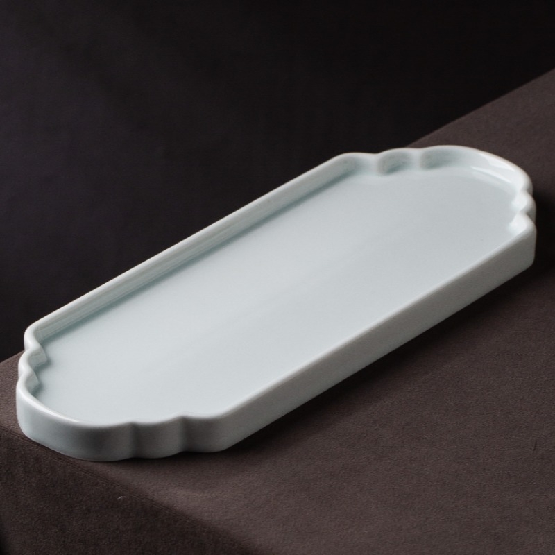 Porcelanski kvadratni tanjur za čaj i deserte, glazirana površina, kompatibilan s mikrovalnom, novi kineski stil