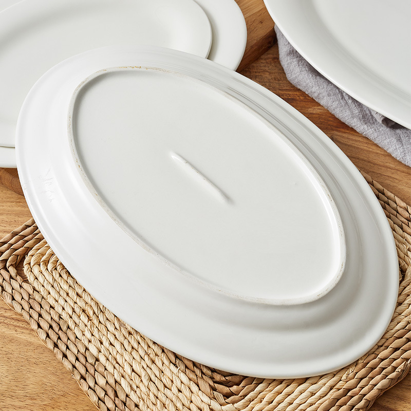 Dugi keramički tanjur u obliku ribe za sushi i kuhanje na paru, bijeli čvrsti porcelan, veliki format
