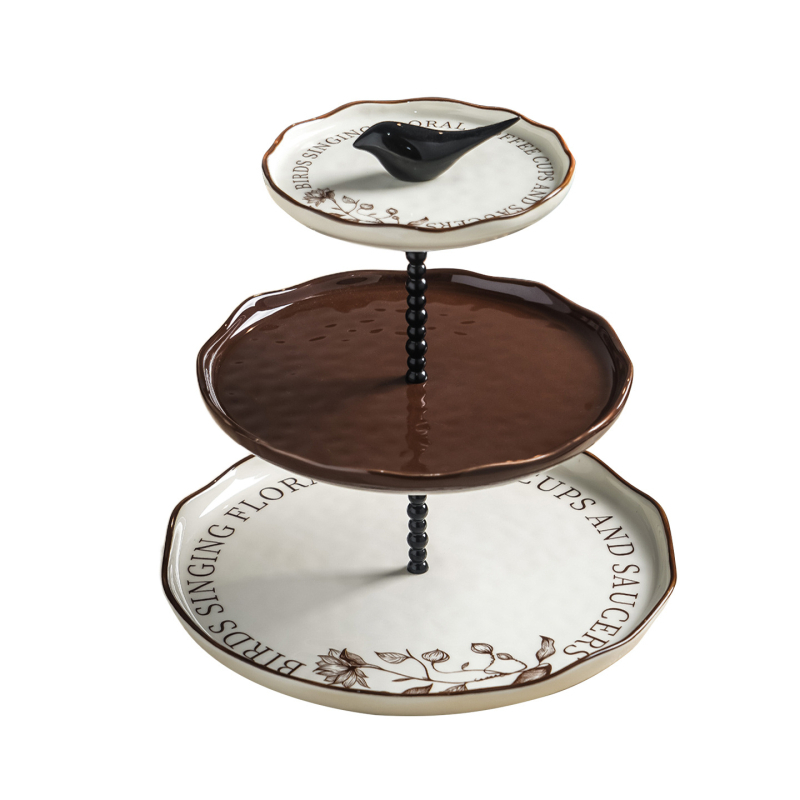 Farfurie plată pentru desert și fructe, ceramică, rotundă, stil luxuos ușor, finisaj sub glazură, potrivită pentru cuptor cu microunde