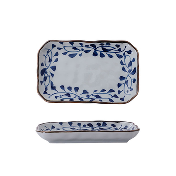 Porcelanska ploča, nepravilnog oblika s izrezanim kutovima u obliku lotosa, ručno oslikana, japansko-korejski stil