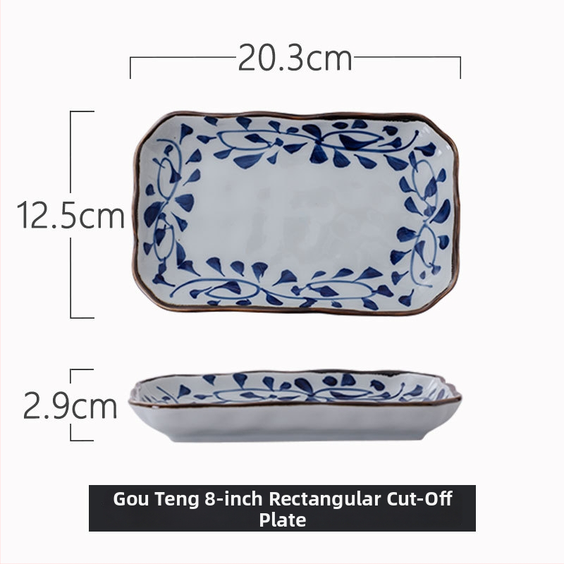 Porcelanska ploča, nepravilnog oblika s izrezanim kutovima u obliku lotosa, ručno oslikana, japansko-korejski stil