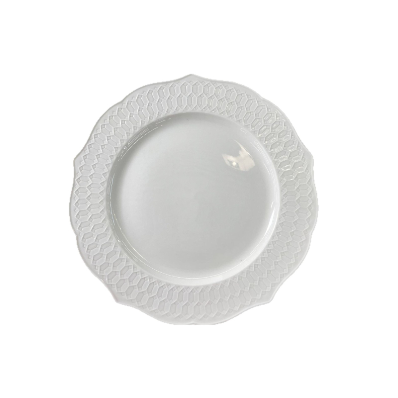 Porcelanski set posuđa: ovalne ploče, zdjele i šalica s podloškama, francuski retro luksuzni stil, reljefna površina, mikrovalna kompatibilnost