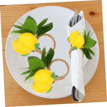 Citrom motívumú szalvétatartó gyűrű, műanyag, elektroplatinált felülettel, nyugati stílusú, szállodai asztaldekoráció