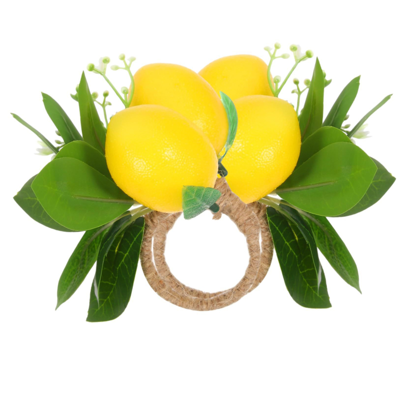 Citrom motívumú szalvétatartó gyűrű, műanyag, elektroplatinált felülettel, nyugati stílusú, szállodai asztaldekoráció