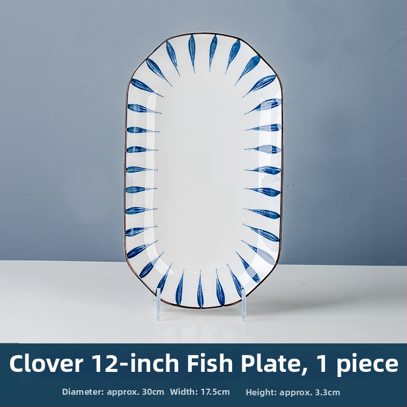 Porcelanska ploča za ribu, kvadratnog oblika, crtani uzorak, moderno minimalistički stil, pogodna za mikrovalnu