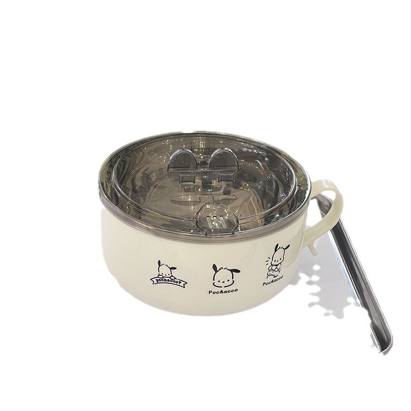 Šalica za ramen od nehrđajućeg čelika 304 s poklopcem, japanskog stila, dvostruki sloj, odvodnja, kapacitet 800–1000 ml