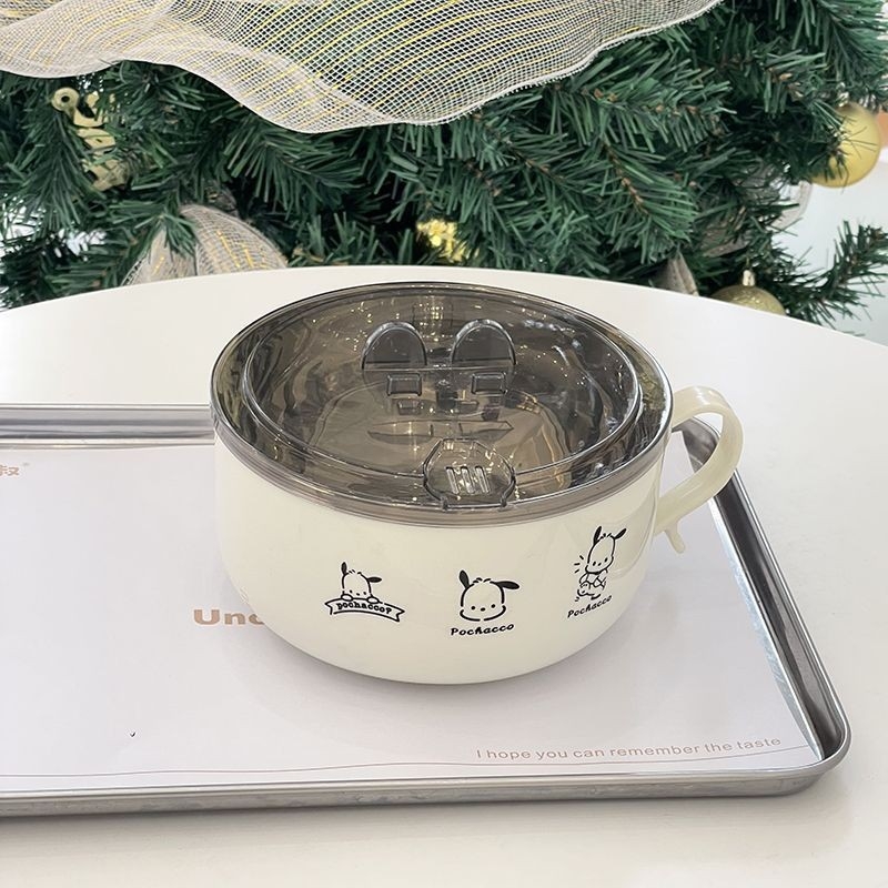 Šalica za ramen od nehrđajućeg čelika 304 s poklopcem, japanskog stila, dvostruki sloj, odvodnja, kapacitet 800–1000 ml