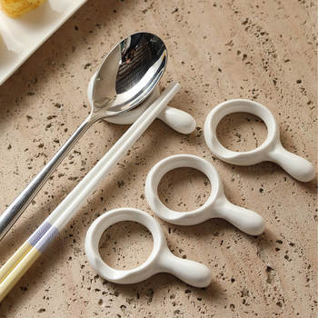 Suport porțelen pentru bețișoare, suport și pernă pentru bețișoare, stil modern minimalist pentru aranjarea mesei la hotel, origine Chaozhou, set din 1 piesă