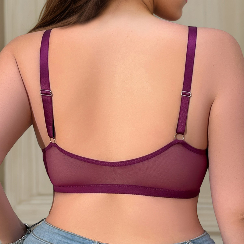 VIMIBRA Plus-Size grudnjak s prednjim zatvaranjem za žene, 3/4 šalice, prozračna čipka, udobna podrška