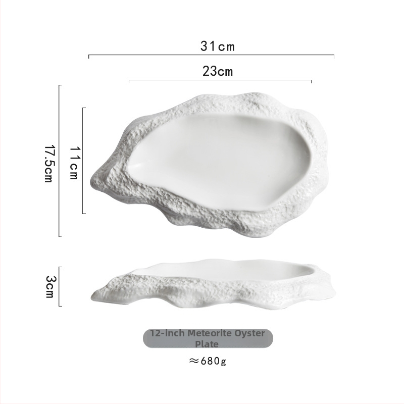 Porcelanski plitki tanjur, nepravilnog oblika, japanskog stila, mikrovalno siguran, pogodan za hotele i obroke