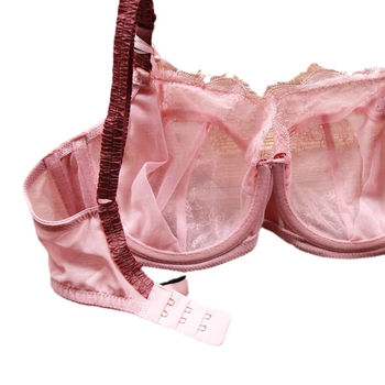 Sutien dantelat din nylon, Cupă 3/4, Cupe nemoldate, Bretele fixe duble, Închidere la spate cu două rânduri de cârlige