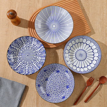 Porcelain County Officer duboka porcelinska ploča s cvjetnim uzorkom u retro podglazurnom završnom sloju