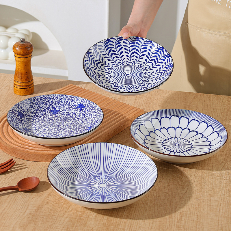 Porcelain County Officer duboka porcelinska ploča s cvjetnim uzorkom u retro podglazurnom završnom sloju