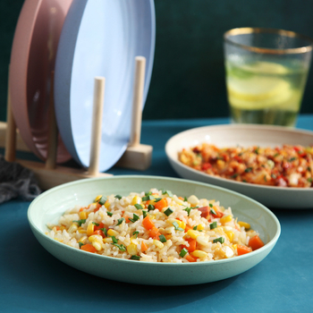 Nordijski plastični plosnati tanjur, okrugli, jedinstven uzorak, mikrovalna pećnica kompatibilna, mogućnost ispisa logotipa