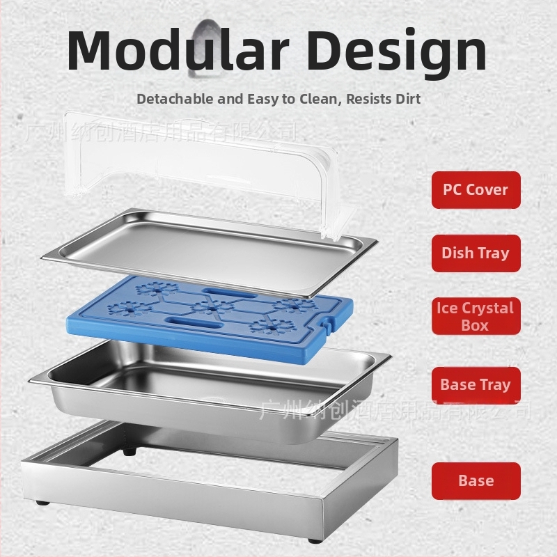 Nerezová oceľová prezentačná stola pre hotelové bankety — INS štýl, značka ZHILISHI, regál na morské plody